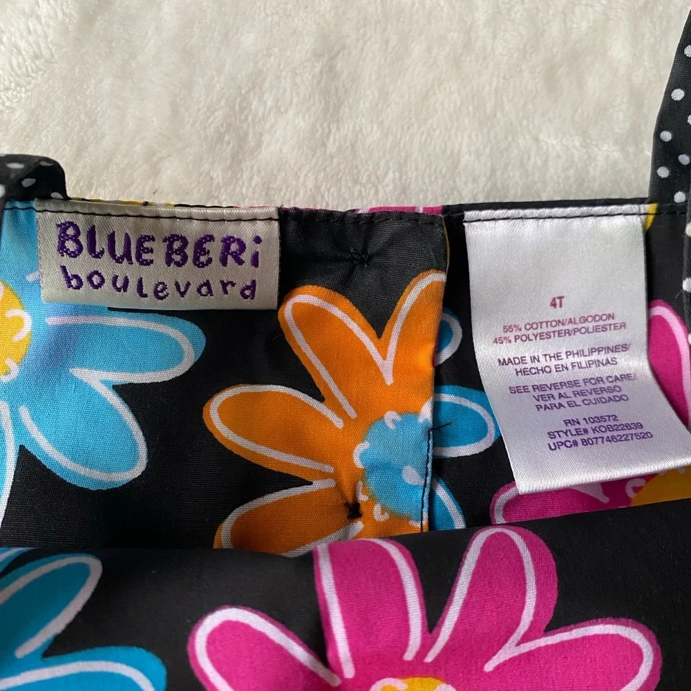BLUEBERI Boulevard Dress Floral Black Polka‎ Dot Multicolored embroidered 4T